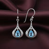 Ocean Mist – Blue Topaz Teardrop Halo Earrings (925 Silver)