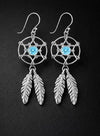 Dream Weaver – Blue Topaz Dreamcatcher Earrings (925 Silver)