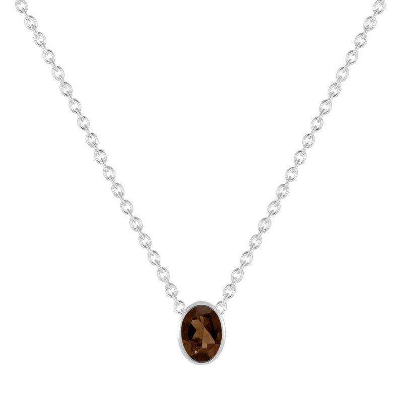 Smoky Halo Solitaire Necklace – 925 Sterling Silver