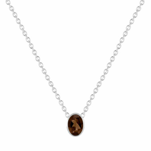 Smoky Halo Solitaire Necklace – 925 Sterling Silver