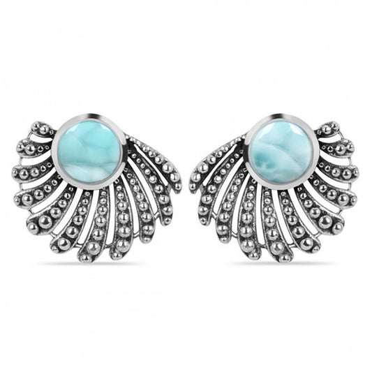 Azure Aura – Turquoise Fan Stud Earrings (925 Silver)