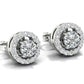 Crystal white topaz Stud Earrings – 925 Sterling Silver Halo Setting