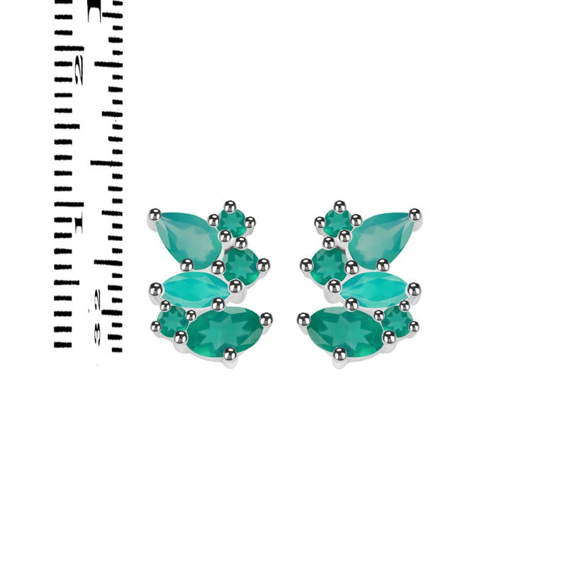 Aarvi Trillion-Cut Blue Moonstone Stud Earrings – 925 Sterling Silver