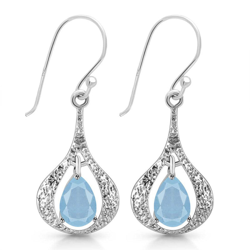 Ocean Mist – Blue Topaz Teardrop Halo Earrings (925 Silver)
