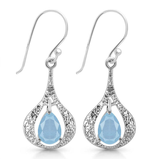Ocean Mist – Blue Topaz Teardrop Halo Earrings (925 Silver)
