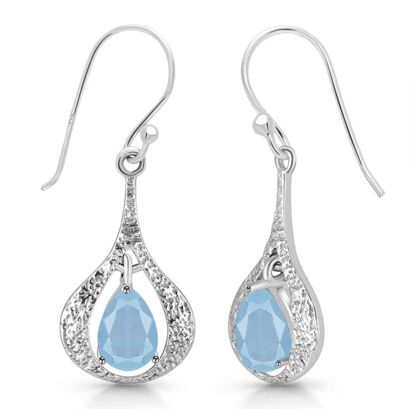 Ocean Mist – Blue Topaz Teardrop Halo Earrings (925 Silver)
